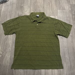 Nike Golf Polo Shirt Large Green Stripe Blade Collar